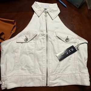 RVT White Halter Top with Zipper- RESTOCK ALERT (check sizes!)